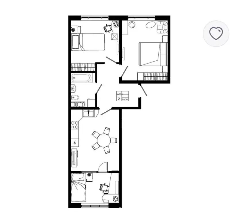 2-комнатная квартира: Коммунар, Железнодорожная улица, 41к1 (63 м) - Фото 1