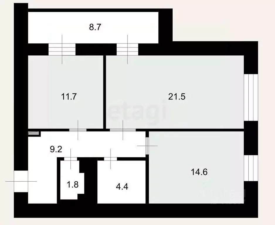 2-к кв. Смоленская область, Гагарин Первомайская ул., 17 (63.4 м) - Фото 2