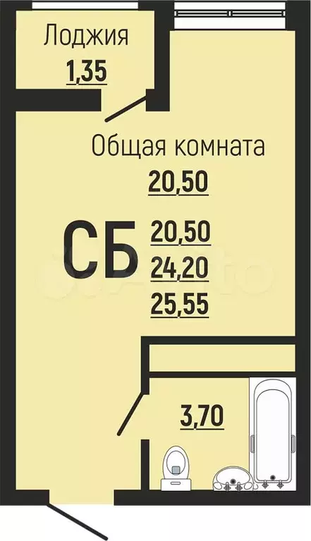 Квартира-студия, 24,6 м, 10/24 эт. - Фото 0