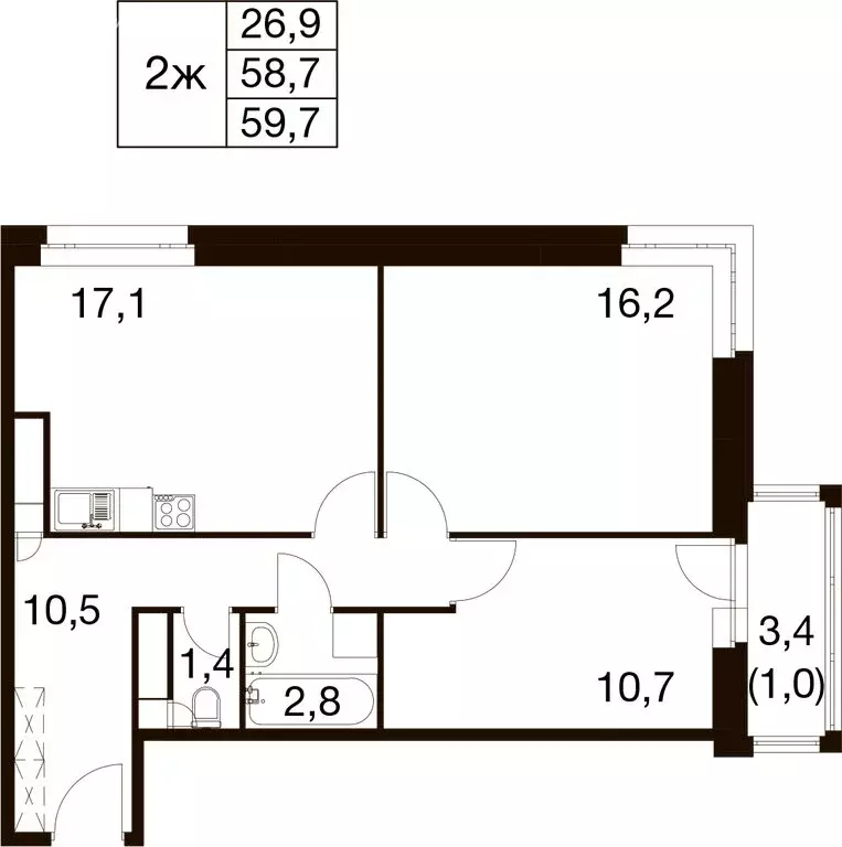 2-комнатная квартира: Балашиха, микрорайон Гагарина, Проектная улица, ... - Фото 1