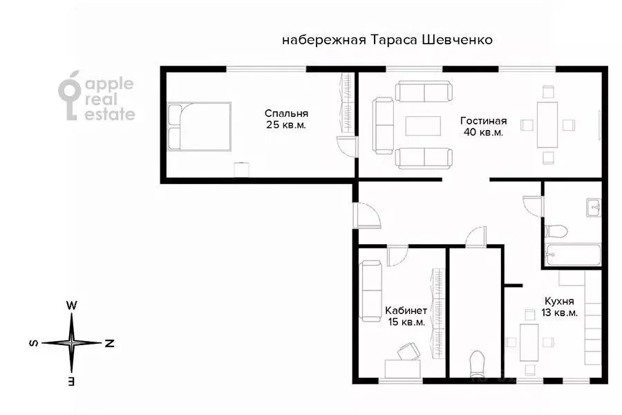 3-к кв. Москва наб. Тараса Шевченко, 1 (120.0 м) - Фото 1