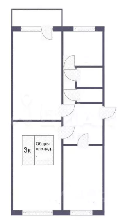 3-к кв. Кемеровская область, Кемерово Октябрьский просп., 41 (60.9 м) - Фото 1
