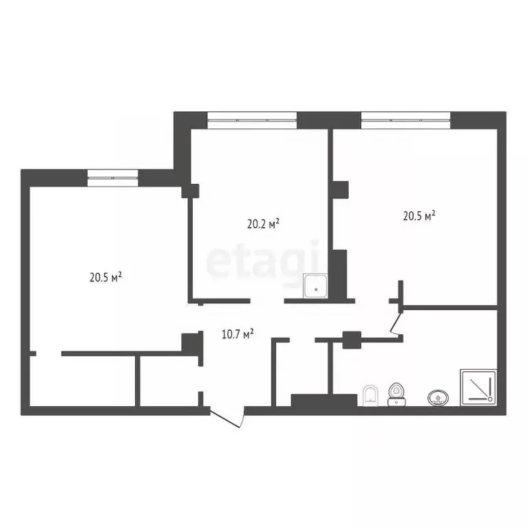 3-к кв. Красноярский край, Красноярск ул. Авиаторов, 39 (90.0 м) - Фото 2