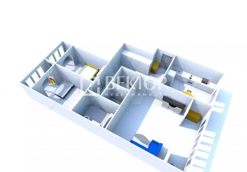 3-к. квартира, 125 м, 4/5 эт. - Фото 1
