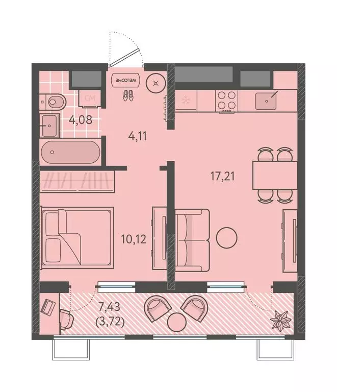 1-комнатная квартира: Краснодар, ЖК Тёплые Края (39.24 м) - Фото 1