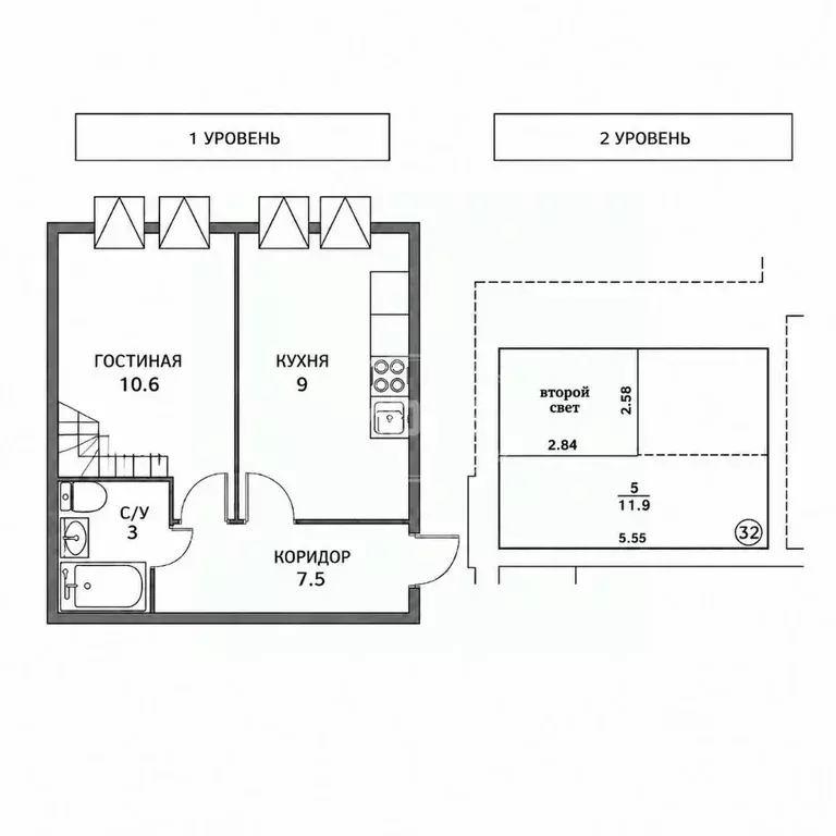 2-к кв. Калининградская область, Гурьевск Степной пер., 17А (42.0 м) - Фото 2