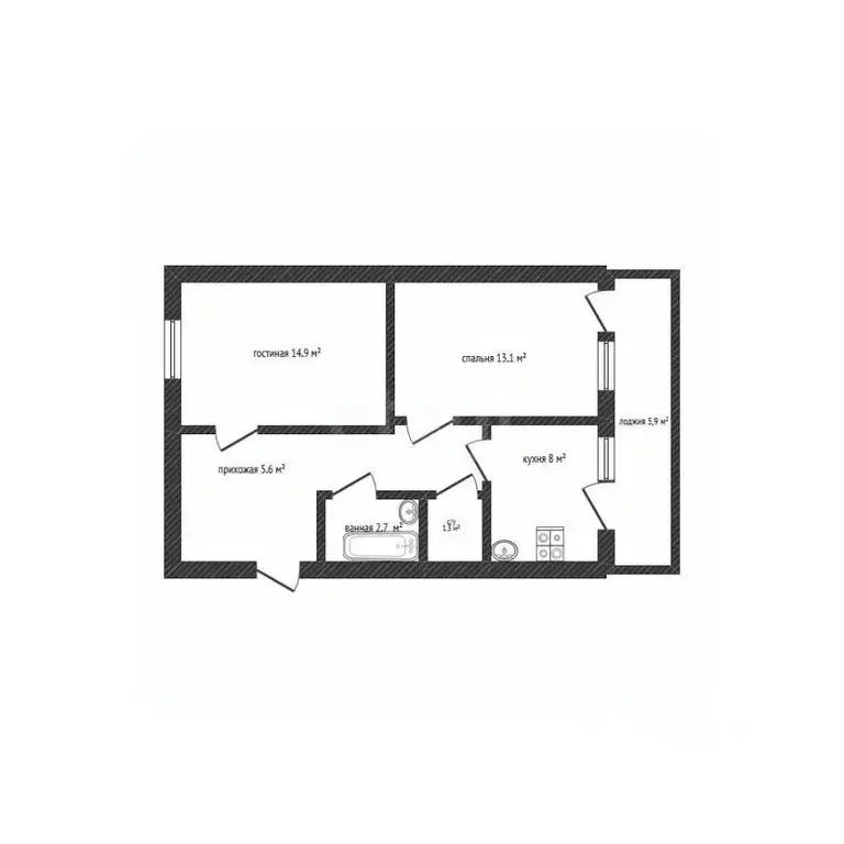 2-к кв. Башкортостан, Салават Октябрьская ул., 72 (51.4 м) - Фото 1