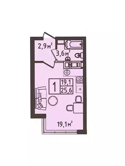 Квартира-студия: аул Новая Адыгея, Песочная улица, 1к5 (25.6 м) - Фото 0