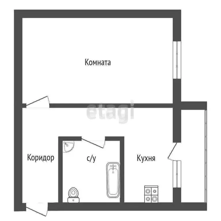 1-комнатная квартира: Златоуст, квартал имени А.М. Матросова, 7А (39.6 ... - Фото 0