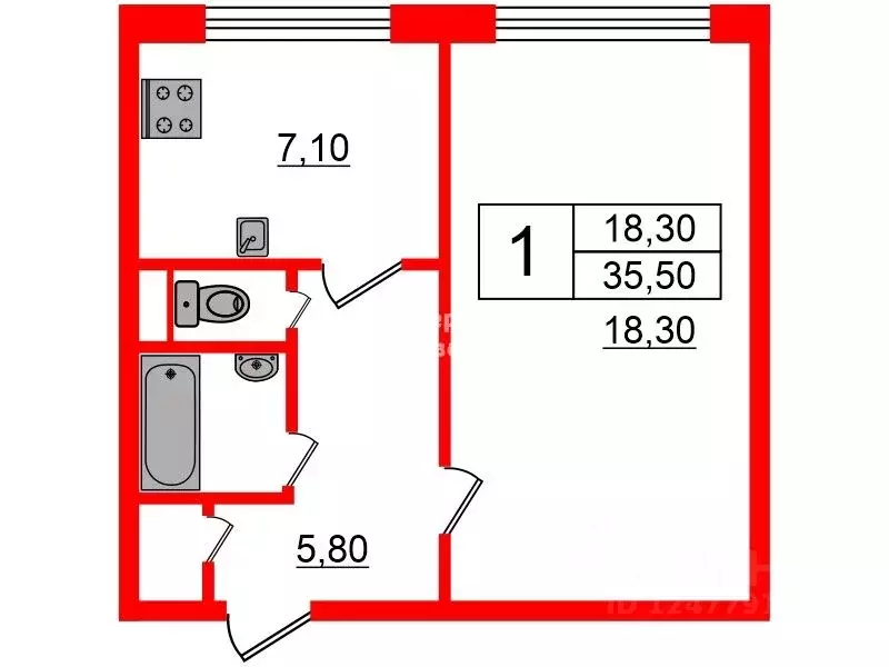 1-к кв. Санкт-Петербург Загребский бул., 23К2 (35.5 м) - Фото 1