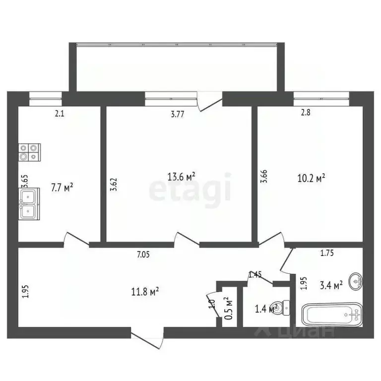 2-к кв. Забайкальский край, Шилка ул. Воровского, 5 (48.6 м) - Фото 2