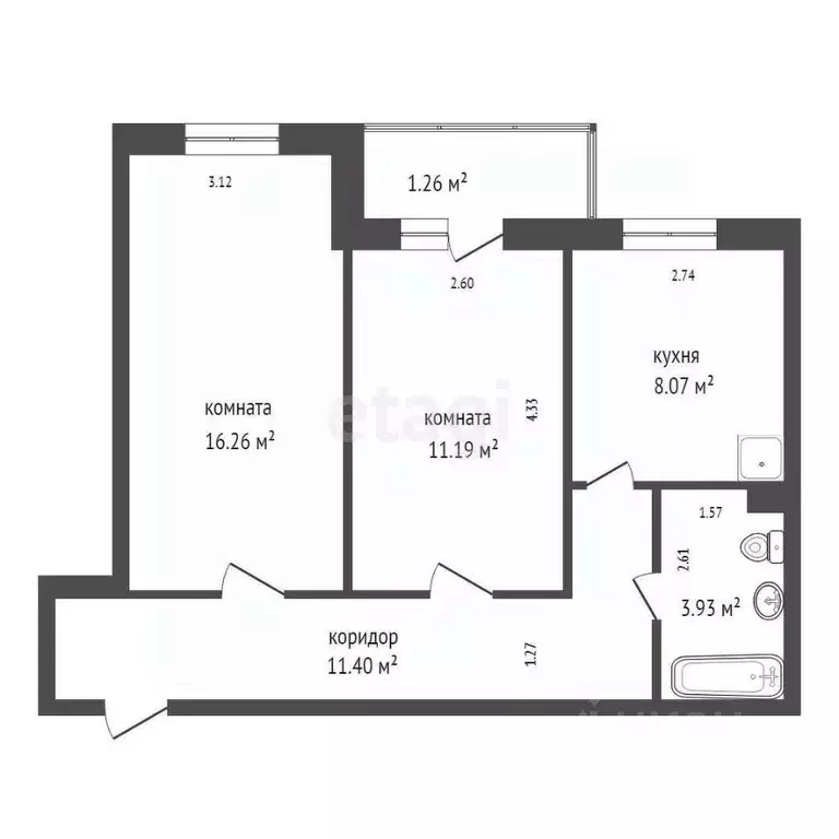 2-к кв. Красноярский край, Дивногорск Школьная ул., 23 (50.9 м) - Фото 1