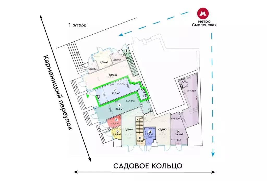 Помещение свободного назначения в Москва Троилинский пер., 5 (22 м) - Фото 2