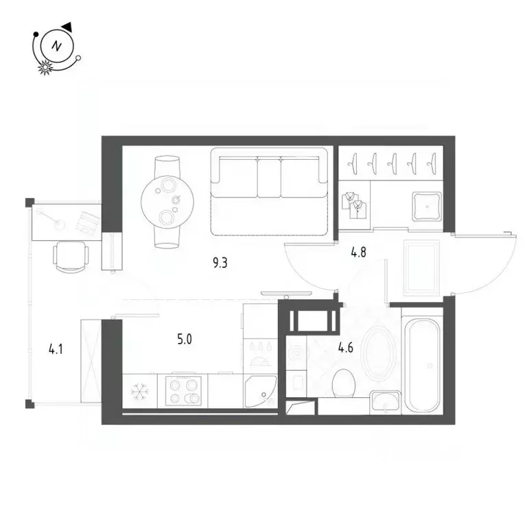 Студия Санкт-Петербург пос. Шушары, ул. Чудовская, 14к1 (25.0 м) - Фото 2