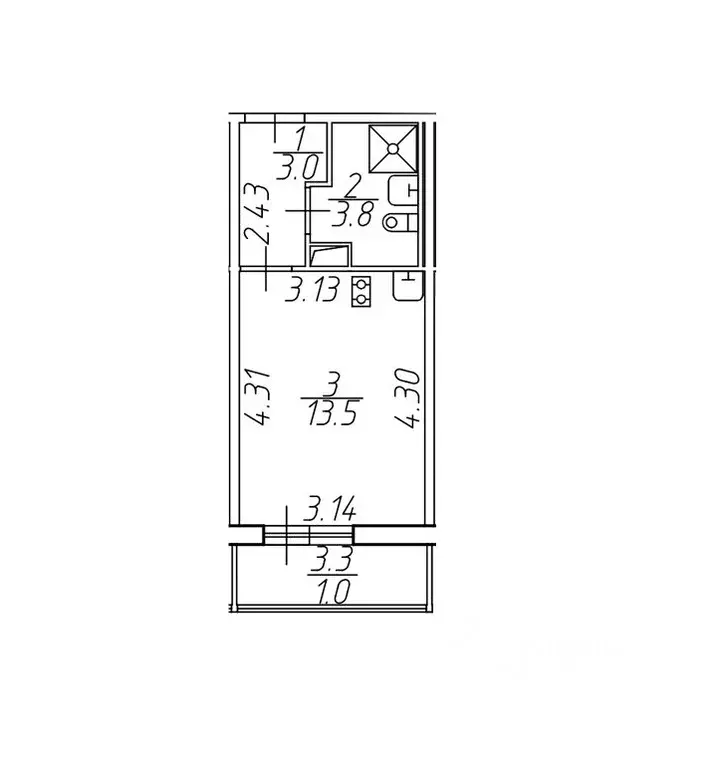 Студия Ленинградская область, Мурино Всеволожский район, ул. ... - Фото 2