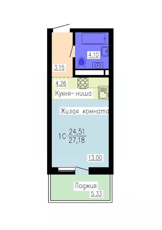 Студия Воронежская область, Воронеж Гвардейский пер., 21 (27.18 м) - Фото 1