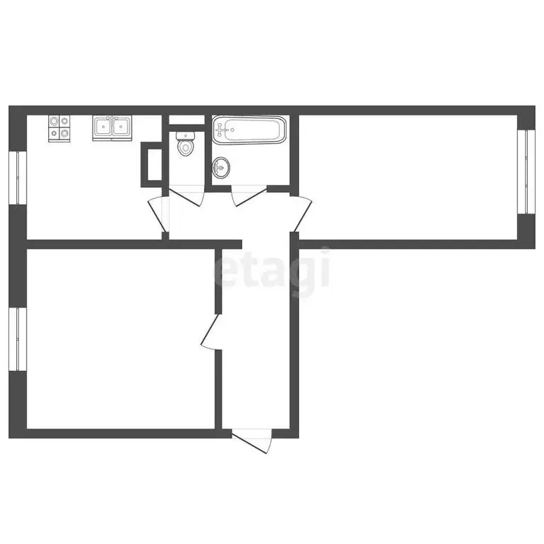 3-комнатная квартира: Феодосия, улица Горького, 20 (56.9 м) - Фото 0