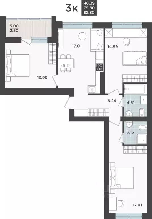 3-к кв. Калининградская область, Калининград Арсенальная ул., 31к4 ... - Фото 1