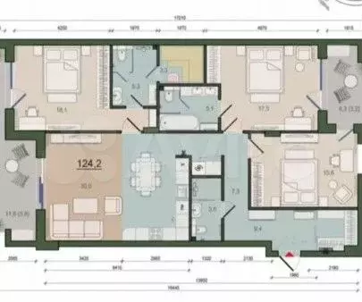 3-к. квартира, 124,8 м, 3/9 эт. - Фото 0
