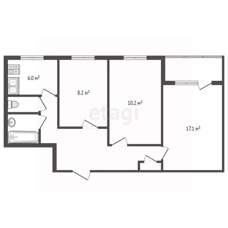 3-к кв. Москва Кленовый бул., 10К2 (55.0 м) - Фото 1