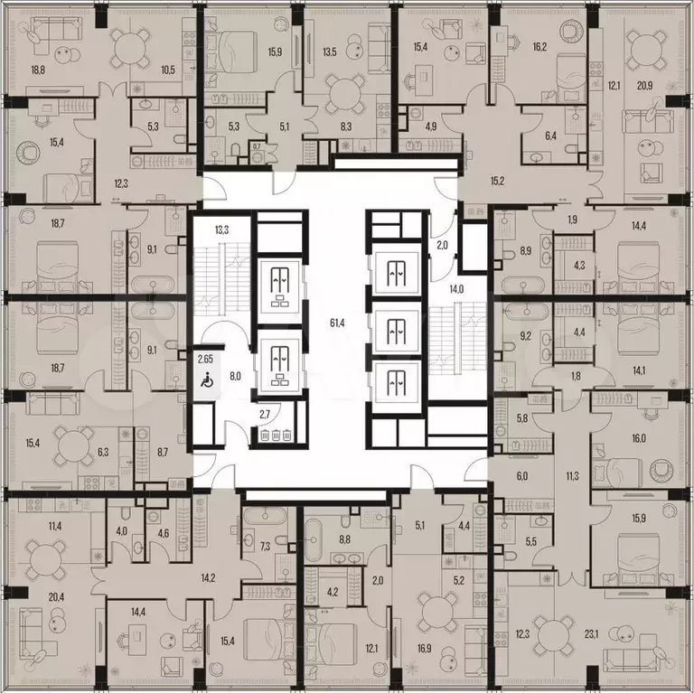 3-к. квартира, 90,1 м, 9/47 эт. - Фото 1