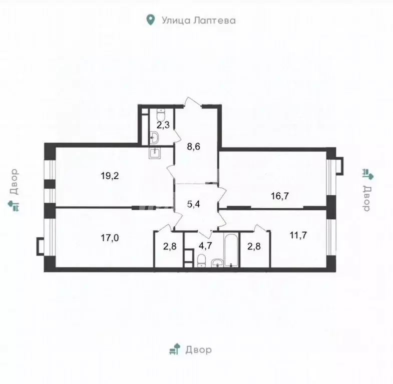 3-к кв. Москва, Москва, Московский г. ул. Лаптева, 9 (91.4 м) - Фото 1