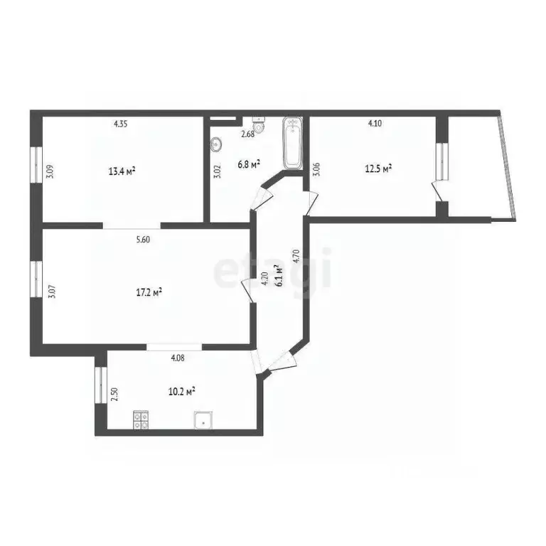 3-к кв. Тюменская область, Тюмень ул. Немцова, 39 (66.3 м) - Фото 1