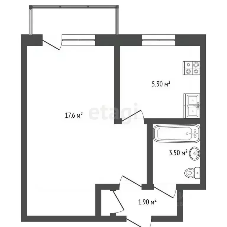 1-к кв. Севастополь ул. Академика Крылова, 7 (35.0 м) - Фото 2