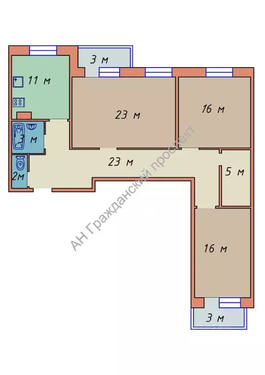 3-к кв. Ленинградская область, Шлиссельбург Кировский район, ул. ... - Фото 1