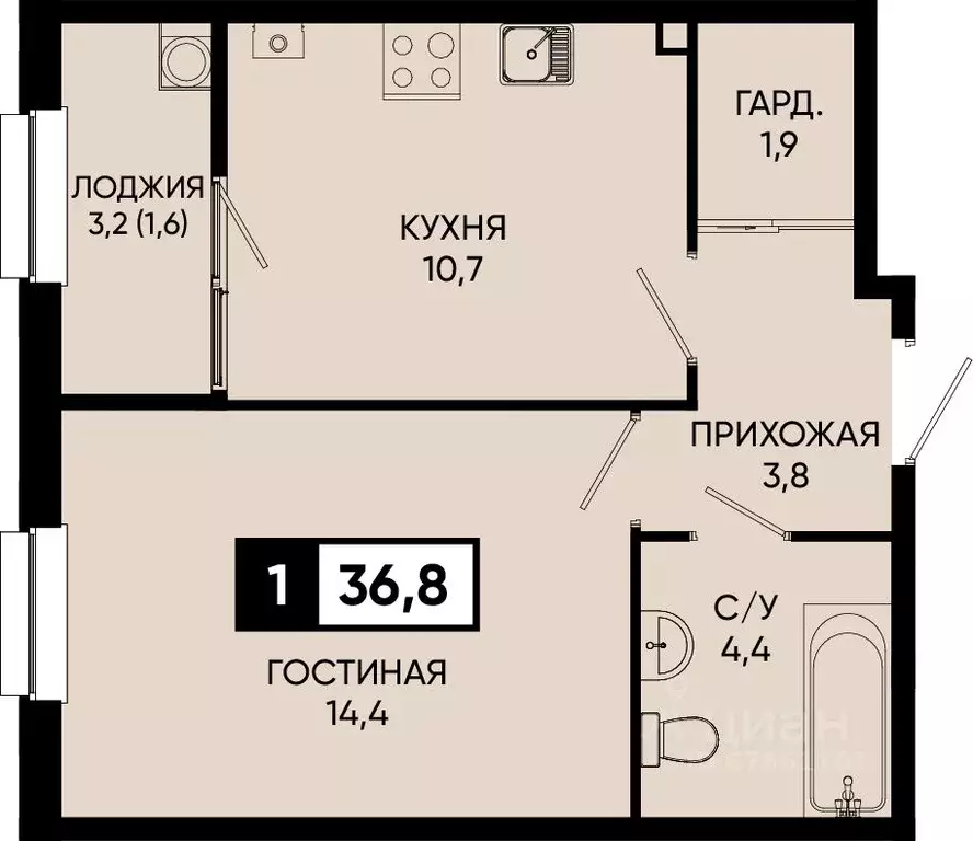 1-к кв. Ставропольский край, Кисловодск городской округ, пос. ... - Фото 1