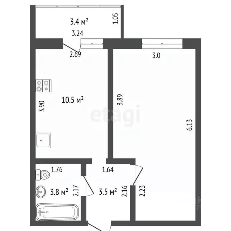 1-к кв. Тамбовская область, Тамбов Советская ул., 183Г (34.3 м) - Фото 1