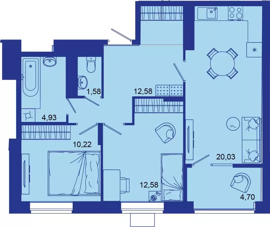 2-комнатная квартира: Брянск, Советская улица, 124 (66.7 м) - Фото 1