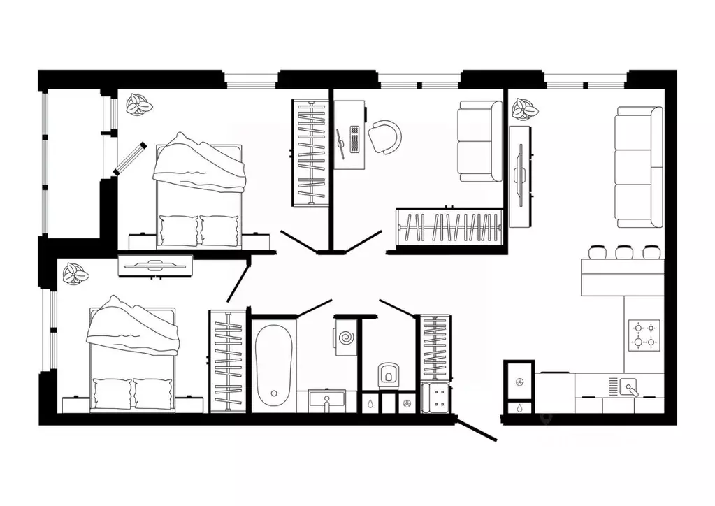 3-к кв. Тульская область, Тула ул. Седова, 26к3 (77.3 м) - Фото 0
