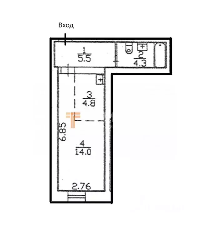 Студия Пермский край, Пермь ул. Гашкова, 45 (28.6 м) - Фото 2