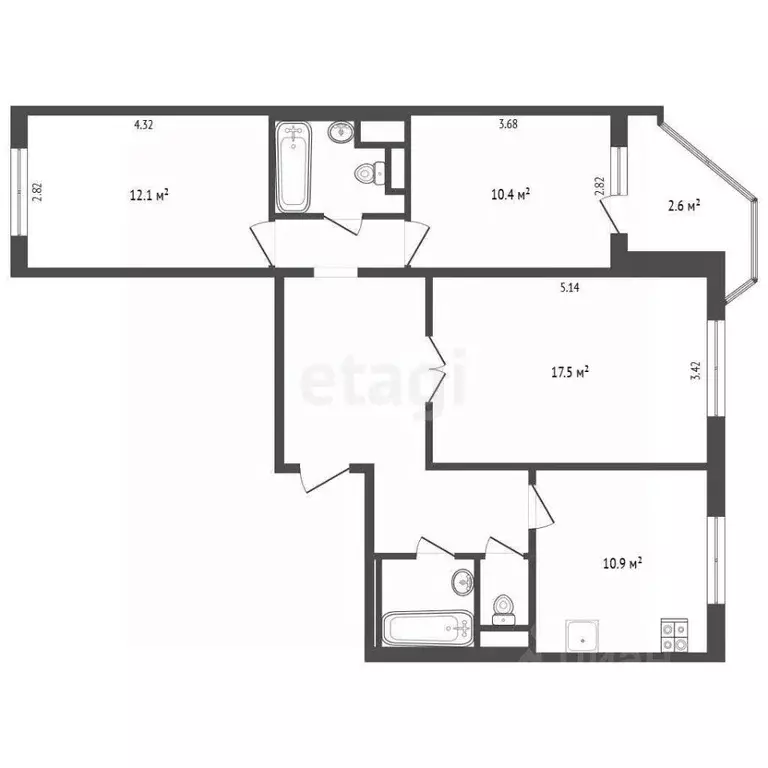 3-к кв. Москва Братиславская ул., 27К1 (74.3 м) - Фото 2