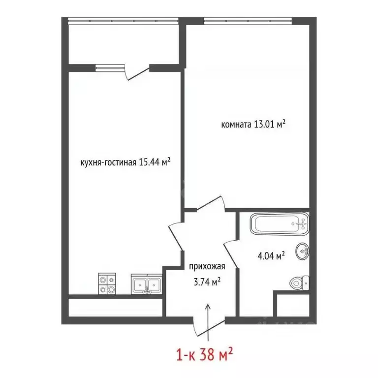 1-к кв. Свердловская область, Екатеринбург ул. Фрунзе, 31 (38.0 м) - Фото 2