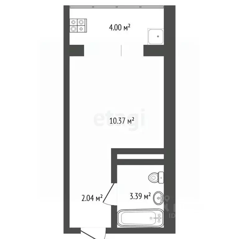 Студия Тюменская область, Тюмень ул. Новоселов, 117 (16.0 м) - Фото 2