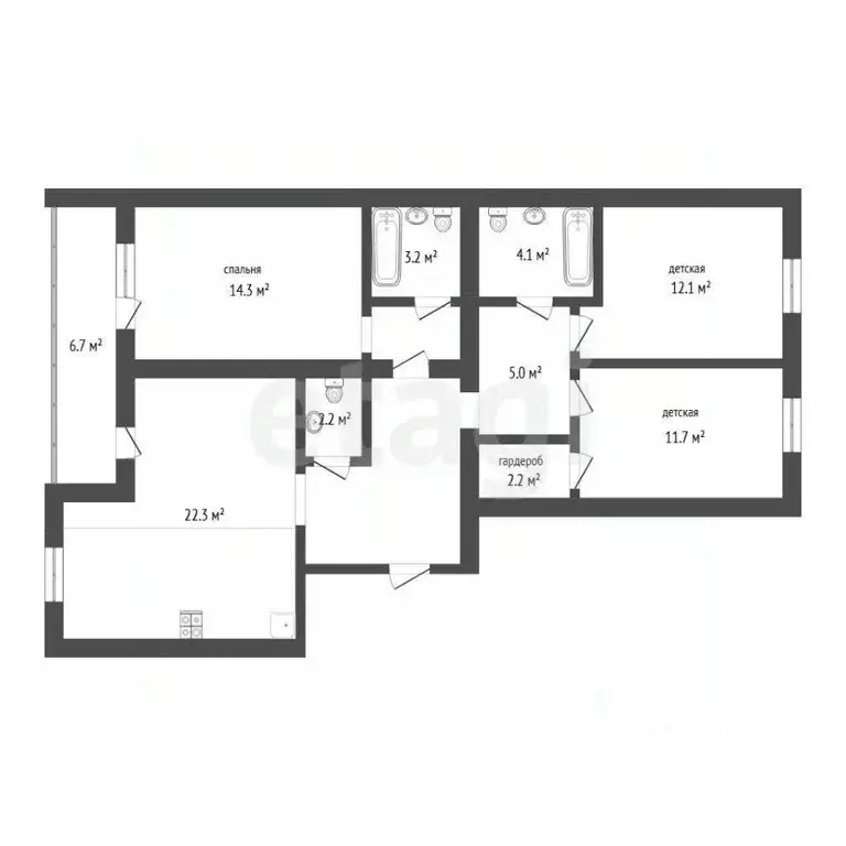 3-к кв. Тюменская область, Тюмень ул. Вьюжная, 8 (90.5 м) - Фото 2