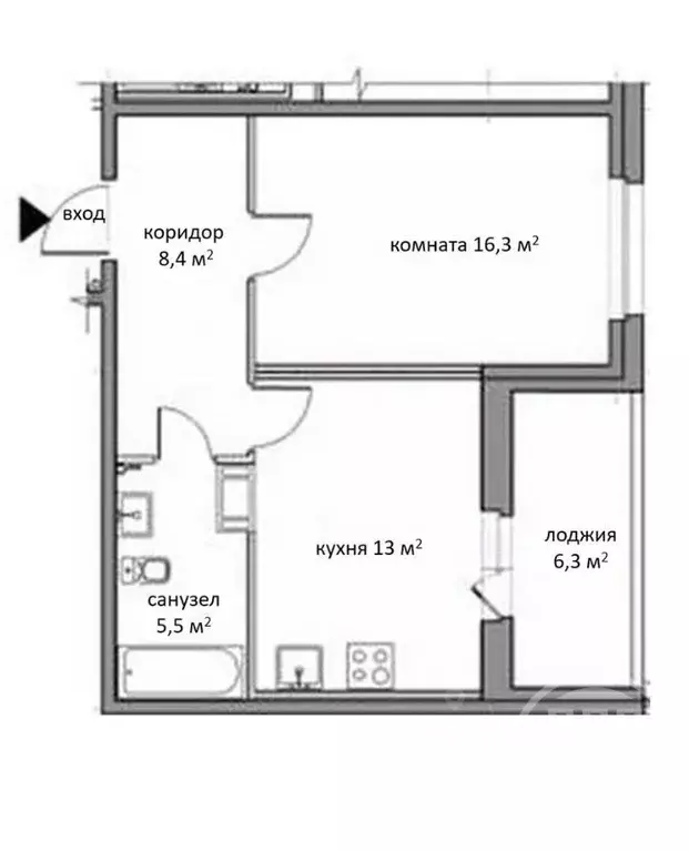 1-к кв. Санкт-Петербург ул. Парфеновская, 17 (43.3 м) - Фото 1