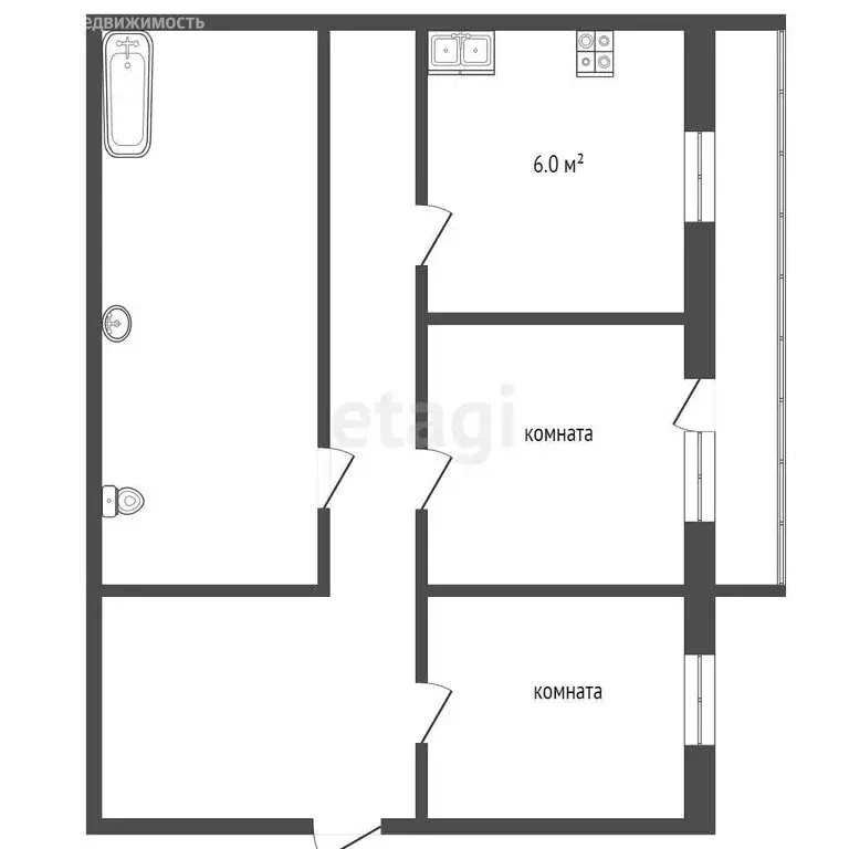 2-комнатная квартира: посёлок Фоминское, Центральная улица, 27 (31 м) - Фото 0