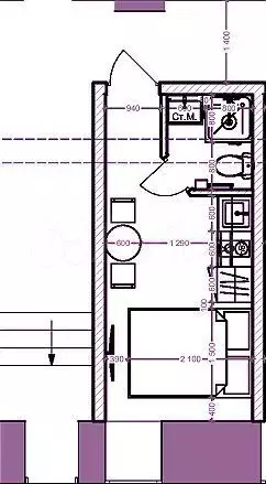 апартаменты-студия, 13,4 м, 1/4 эт. - Фото 1