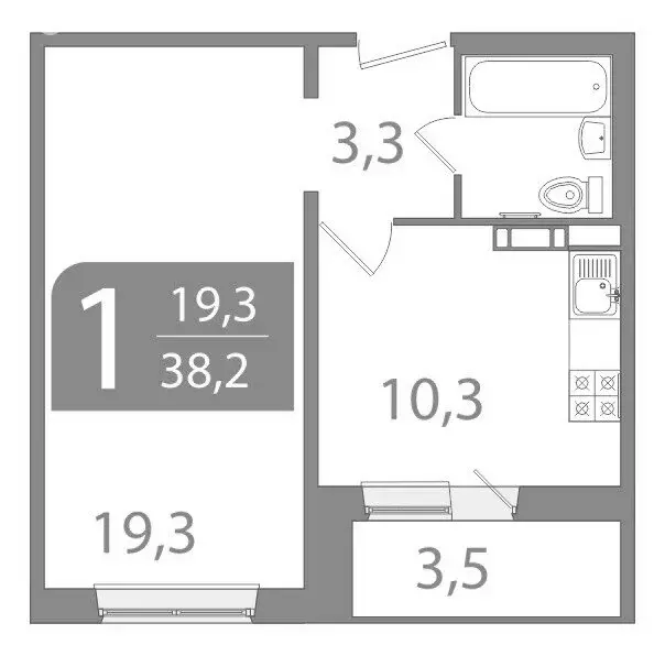 1-комнатная квартира: Томск, улица Пришвина, 46 (38.26 м) - Фото 0