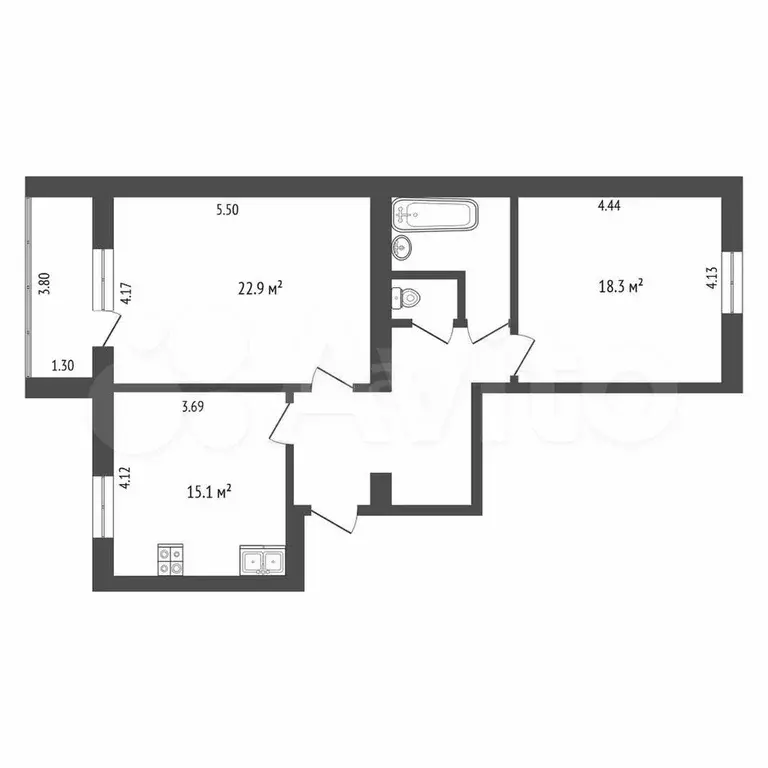 2-к. квартира, 74 м, 2/9 эт. - Фото 0
