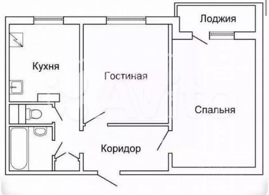 2-к. квартира, 41,1 м, 4/4 эт. - Фото 0