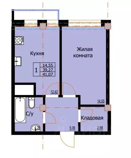 1-к кв. Ставропольский край, Ессентуки  (41.07 м) - Фото 0