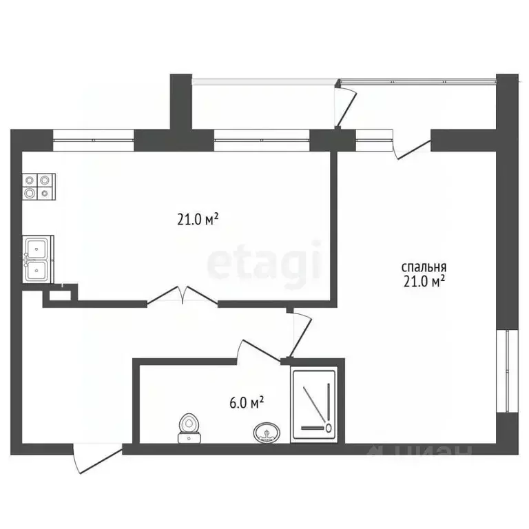 1-к кв. Тюменская область, Тюмень проезд Тихий, 4 (56.5 м) - Фото 2