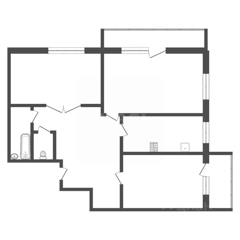 3-к кв. Тульская область, Тула городской округ, пос. Рассвет 14 (58.9 ... - Фото 2