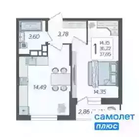 1-комнатная квартира: Краснодар (37.7 м) - Фото 0