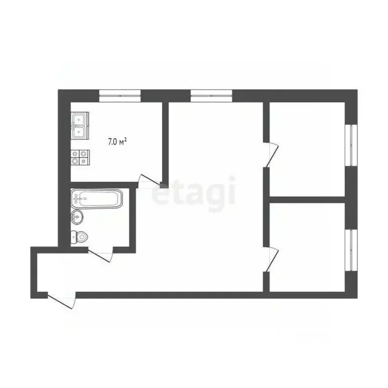 3-к кв. Тюменская область, Тюмень Профсоюзная ул., 88 (44.0 м) - Фото 1