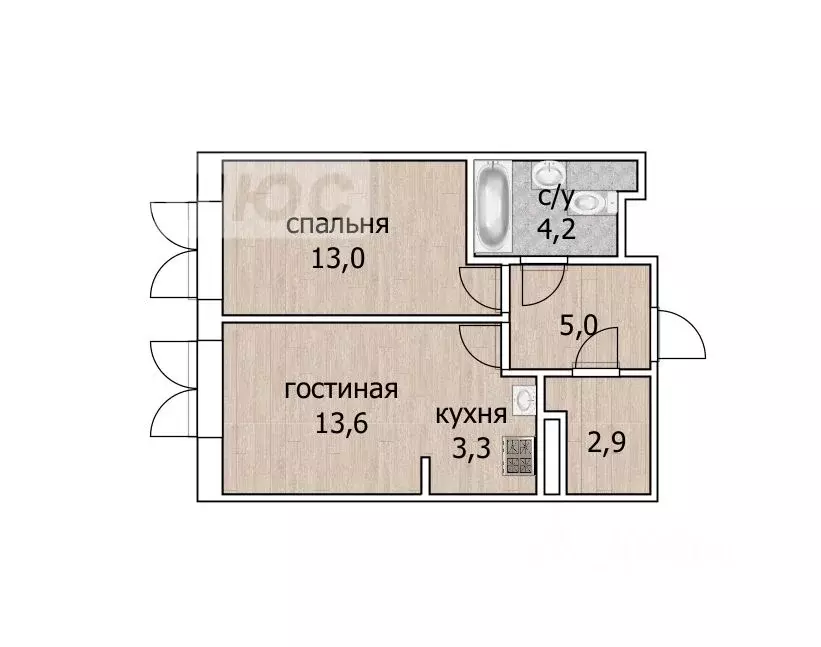 2-к кв. Башкортостан, Уфа ул. Гали Ибрагимова, 5/1 (42.7 м) - Фото 1